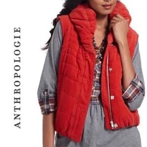 Anthropologie Red Quilted Vest